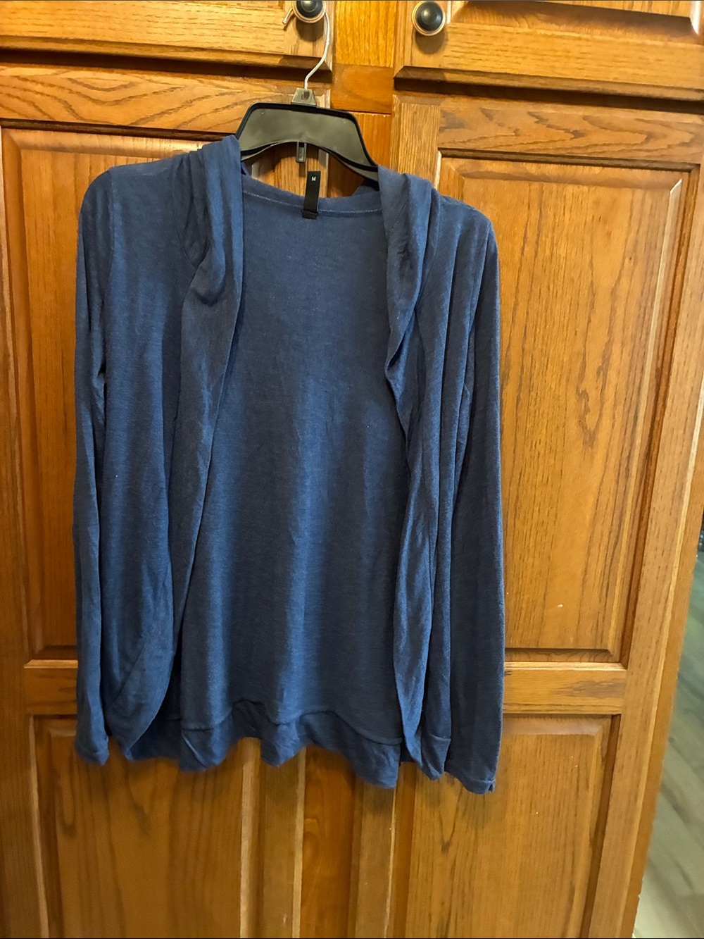 Lightweight Navy Blue Hooded Women's Cardigan size M